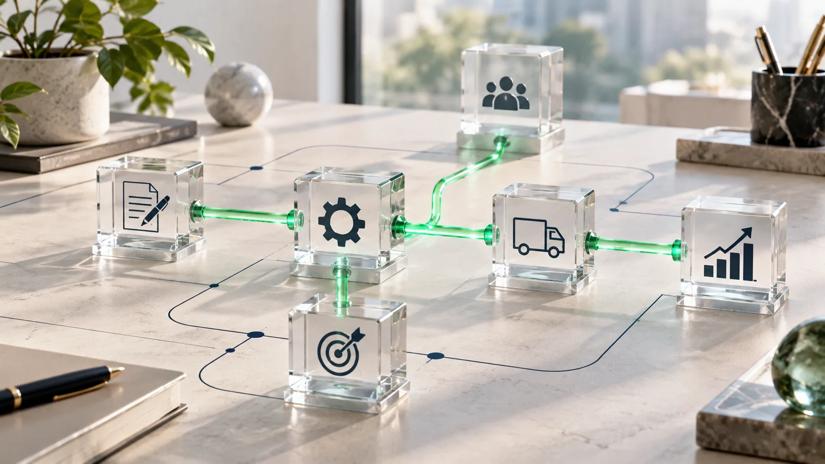 Illustrative green outcome diagram for a AI automation guide